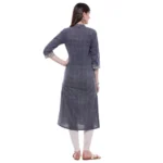 Generic Women's Cotton Printed Straight Kurti (Grey, Cotton) - Image 3