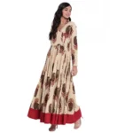 Generic Women's Cotton Printed Angrakha Kurti (Cream, Cotton) - Image 4