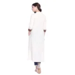 Generic Women's Khadi Printed A Line Kurti  (Off White, Khadi) - Image 3