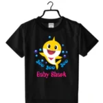Generic Girls Cotton Baby Shark Half Sleeve TShirt (Black) - Image 3
