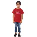 Girls Maroon Cotton Drama Queen T-Shirt