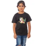 Generic Girls Cotton Unicorn Face Half Sleeve TShirt (Black) - Image 4
