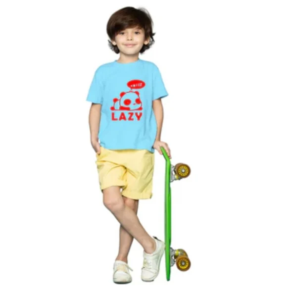 Sky Blue Cotton Lazy T-Shirt for Boys
