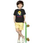 Black Cotton Baby Shark T-Shirt for Boys