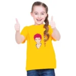 Yellow Cotton Girls Half Sleeve T-Shirt