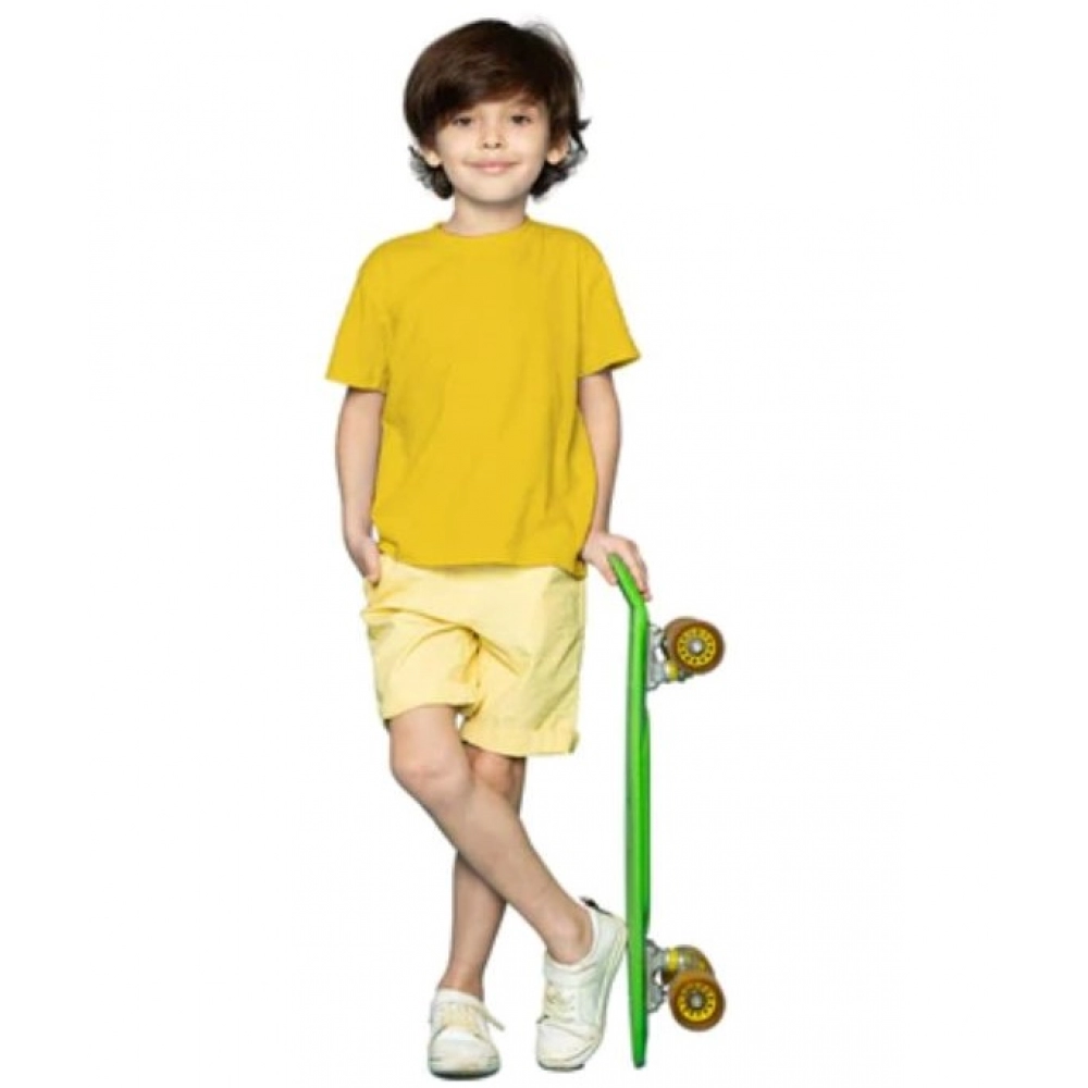 Yellow Cotton Half Sleeve T-Shirt for Boys