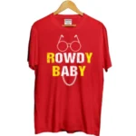 Generic Girls Cotton Rowdy Baby Half Sleeve TShirt (Red) - Image 4