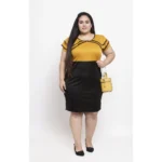 Generic Women's Hojri Solid Knee Length Fit and Flare Dress (Musted) - Image 4