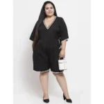 Generic Women's Crepe Solid Knee Length Fit and Flare Dress (Black) - Image 3