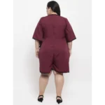 Generic Women's Crepe Solid Knee Length Fit and Flare Dress (Brown) - Image 2