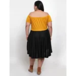 Generic Women's Hojri Solid Knee Length Fit and Flare Dress (Black) - Image 2