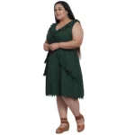Generic Women's Crepe Solid Knee Length Fit and Flare Dress (Botal Green) - Image 6