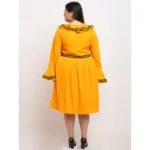 Generic Women's Crepe Solid Knee Length Fit and Flare Dress (Yellow) - Image 2