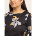 Generic Women's Crepe Printed Knee Length Fit and Flare Dress (Multi) - Image 4