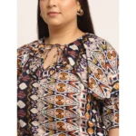 Generic Women's Crepe Printed Knee Length Fit and Flare Dress (Multi) - Image 4