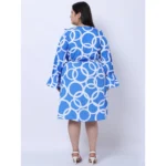 Generic Women's Crepe Printed Knee Length Fit and Flare Dress (Multicolor) - Image 2