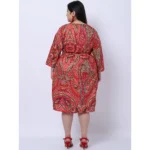 Generic Women's Crepe Printed Knee Length Fit and Flare Dress (Multicolor) - Image 2