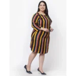 Generic Women's Crepe Printed Knee Length Fit and Flare Dress (Multi) - Image 3