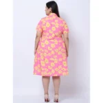 Generic Women's Crepe Printed Knee Length Fit and Flare Dress (Multicolor) - Image 2