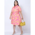 Generic Women's Crepe Printed Knee Length Fit and Flare Dress (Multicolor) - Image 4