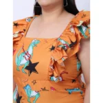 Generic Women's Crepe Printed Knee Length Fit and Flare Dress (Multicolor) - Image 5