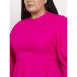 Generic Women's Crepe Solid Knee Length Fit and Flare Dress (Pink) - Image 3