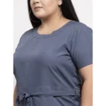 Generic Women's Crepe Solid Knee Length Fit and Flare Dress (Grey) - Image 4