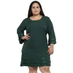 Generic Women's Crepe Solid Knee Length Fit and Flare Dress (Green)