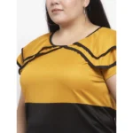 Generic Women's Hojri Solid Knee Length Fit and Flare Dress (Musted) - Image 3