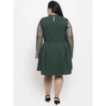 Generic Women's Crepe Solid Knee Length Fit and Flare Dress (Green) - Image 2