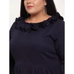 Generic Women's Crepe Solid Full Length Fit and Flare Dress (Navy Blue) - Image 4