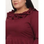 Generic Women's Crepe Solid Full Length Fit and Flare Dress (Maroon) - Image 4