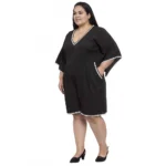 Generic Women's Crepe Solid Knee Length Fit and Flare Dress (Black) - Image 6