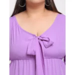 Generic Women's Crepe Solid Knee Length Fit and Flare Dress (Purple) - Image 4