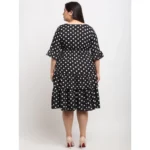 Generic Women's Crepe Printed Knee Length Fit and Flare Dress (Multi) - Image 2