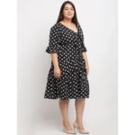 Generic Women's Crepe Printed Knee Length Fit and Flare Dress (Multi) - Image 3