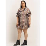 Generic Women's Crepe Printed Knee Length Fit and Flare Dress (Multi) - Image 3