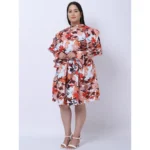 Generic Women's Crepe Printed Knee Length Fit and Flare Dress (Multicolor) - Image 3