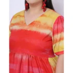 Generic Women's Crepe Printed Knee Length Fit and Flare Dress (Multicolor) - Image 3