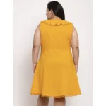 Generic Women's Crepe Solid Knee Length Fit and Flare Dress (Musted) - Image 2