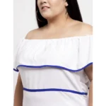 Generic Women's Crepe Solid Knee Length Fit and Flare Dress (White) - Image 4