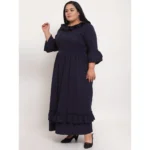 Generic Women's Crepe Solid Full Length Fit and Flare Dress (Navy Blue) - Image 6