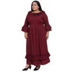 Generic Women's Crepe Solid Full Length Fit and Flare Dress (Maroon) - Image 6