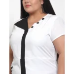 Generic Women's Crepe Solid Knee Length Fit and Flare Dress (White) - Image 5