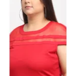 Generic Women's Hojri Solid Knee Length Fit and Flare Dress (Red) - Image 4