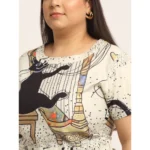 Generic Women's Crepe Printed Knee Length Fit and Flare Dress (Multi) - Image 4