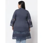 Generic Women's Crepe Solid Knee Length Fit and Flare Dress (Grey) - Image 2