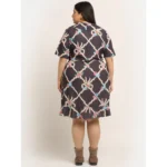 Generic Women's Crepe Printed Knee Length Fit and Flare Dress (Multi) - Image 2