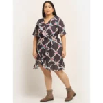 Generic Women's Crepe Printed Knee Length Fit and Flare Dress (Multi) - Image 3