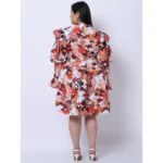 Generic Women's Crepe Printed Knee Length Fit and Flare Dress (Multicolor) - Image 2